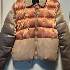 Scotch & Soda Metallic Bronze and Tan Puffer Jacket